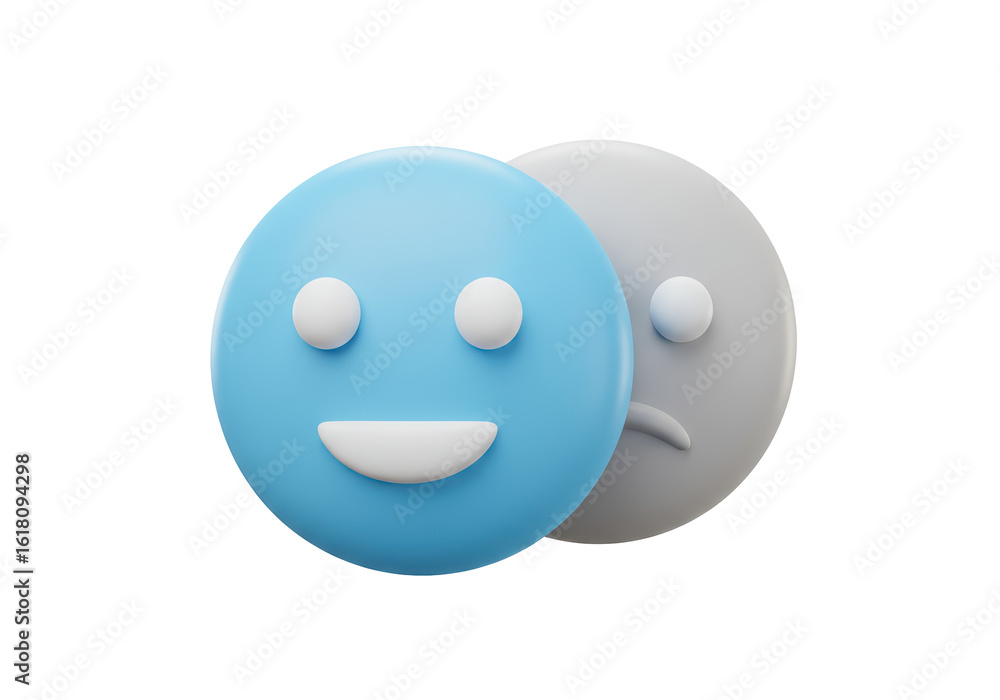 Fototapeta premium Isolated Smiley Face Turning into Sad Face Emotional Transition