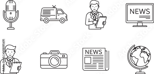 Journalism Line Icons Set