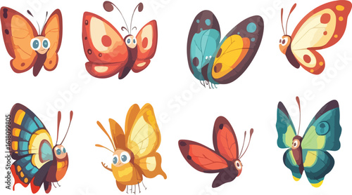Adorable cartoon pair of colorful lovebirds perched on a branch surrounded by hearts