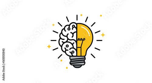 Brain and Lightbulb Combination Representing Creative Thinking and Innovation Concept