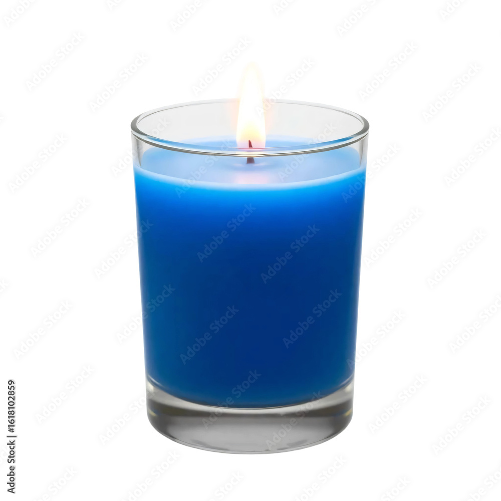 Blue candle in glass isolated on transparent background Blue candle in glass isolated on transparent background