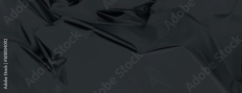 Dark black background, glossy and smooth texture. The background is shiny and reflective, creating a sleek black background effect. Glossy shiny crumpled paper texture background vector