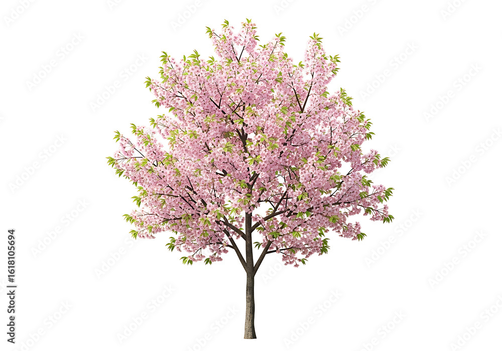 Obraz premium Blooming cherry tree against a black background.