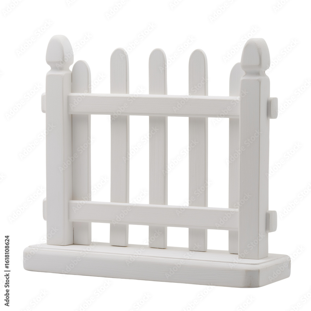 Obraz premium charming wooden fence with classic design isolated on white background