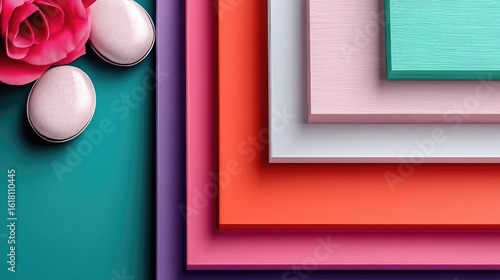 Layered Colorful Paper Shapes Abstract Background