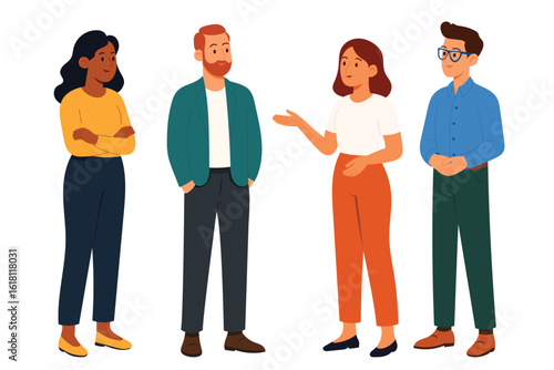 People Having a Friendly Conversation – Vector Illustration