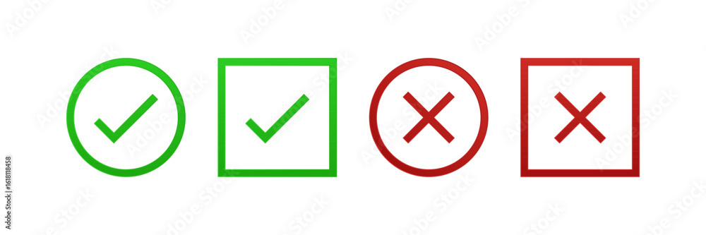 Fototapeta premium Red and green check marks, correct and incorrect.