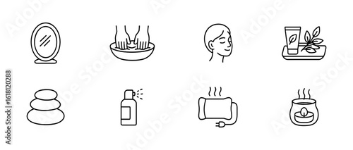 Spa, wellness line icon set. relaxation, beauty, therapy icons outline collection