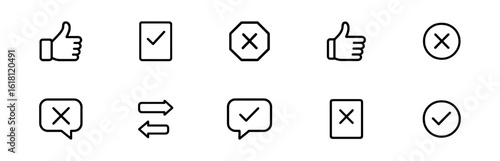 Business communication outline icon set. professional symbols for effective interaction