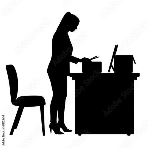 Businesswoman sorting envelopes at desk – Administrative task management, organization