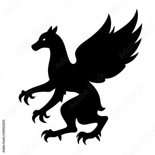 Silhouette of griffin pendant in crouched pose – Guardian beast symbol, fierce elegance