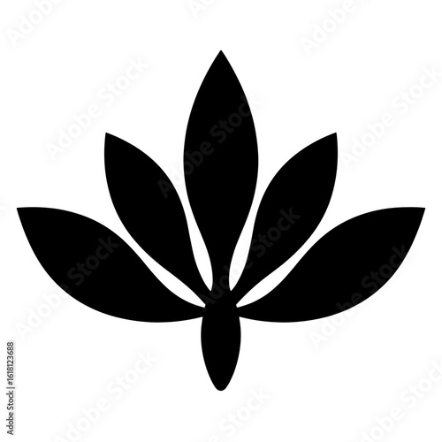 Black lotus silhouette with open petals – Spiritual enlightenment symbol