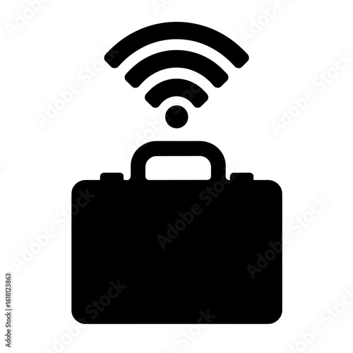 Mobile hotspot icon above briefcase – Connectivity for business, remote work