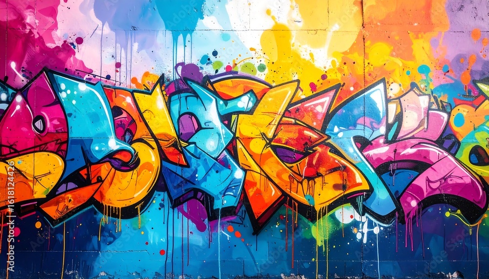 Naklejka premium Vibrant street art mural