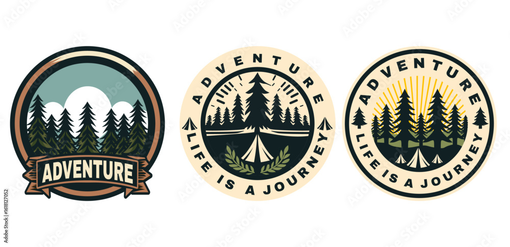 Obraz premium Inspiring adventure awaits with camping journey in nature's embrace, perfect for outdoor travel logos