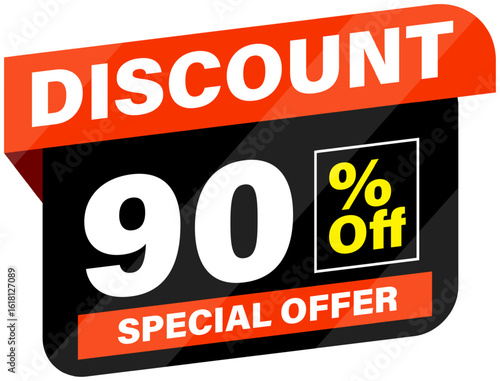 Vector label 90 percent discount special offer
