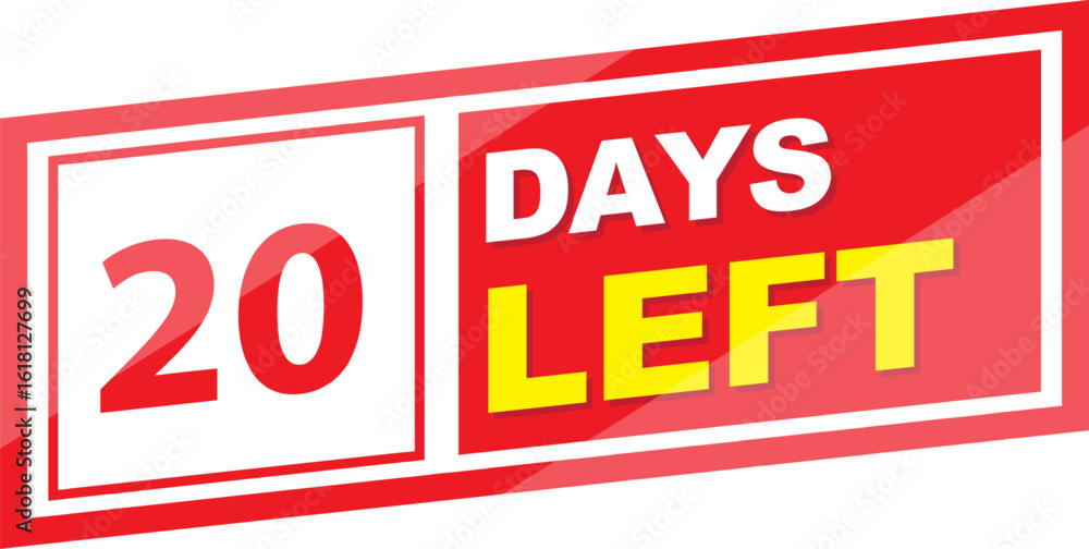 Fototapeta premium Vector label 20 days left illustration