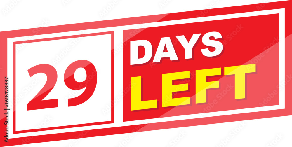 Fototapeta premium Vector label 29 days left illustration
