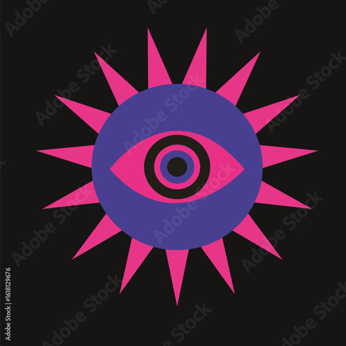 Retro abstract psychedelic eye design element vector
