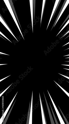 Cartoon or anime-style speed lines zooming on a black background with transparency. Fast motion background animation vertical video