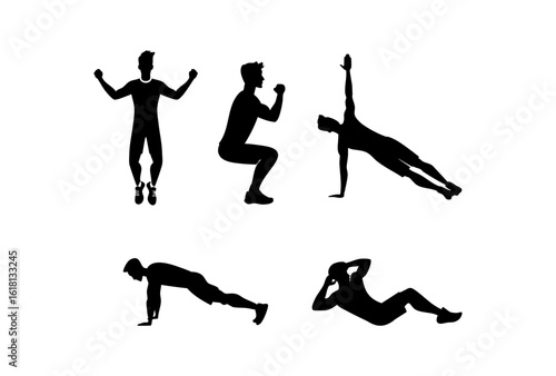 Silhouette Workout Set. isolated isolated on white background