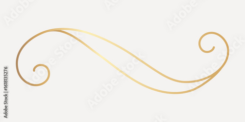 Elegant gold decorative flourish, hand drawn vector