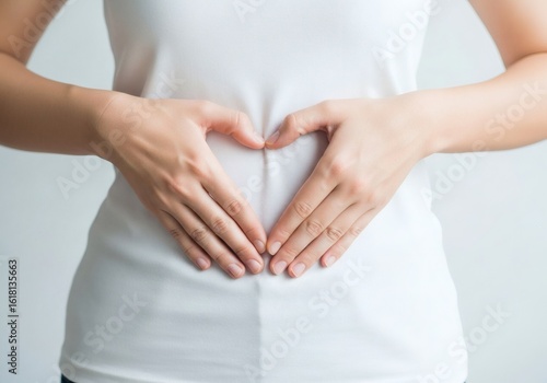 Wallpaper Mural Woman forming a heart shape on her stomach with her hands Torontodigital.ca