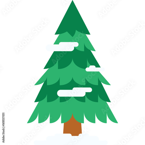 snowy evergreen tree vector flat illustration
