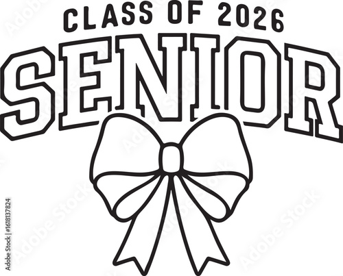Senior class of 2026 with a decorative bow design