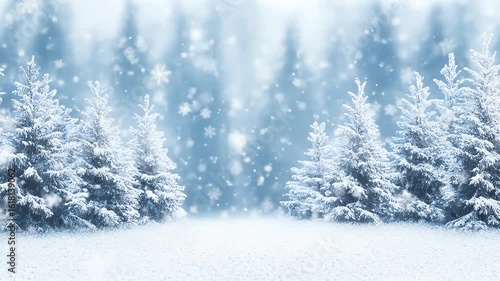 Wallpaper Mural Snowy winter scene with evergreens, softly blurred background, and gentle snowfall Torontodigital.ca