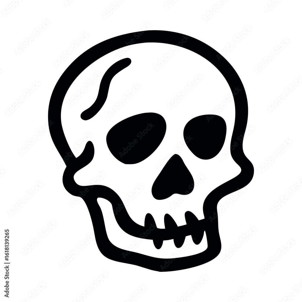Fototapeta premium Black skull with white background head bone