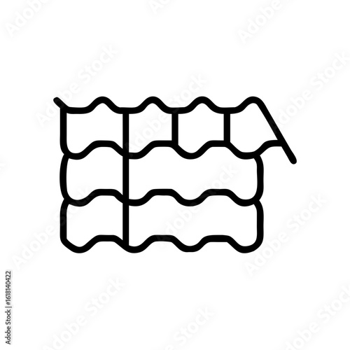 Roof outline with wavy shingles in minimalist design  