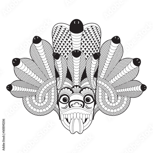 sri lankan cobra traditionaldevil mask in outline vector icon.eps
