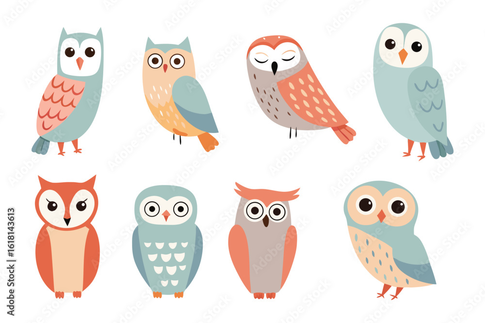 Cute Owl Illustrations: A charming collection of whimsical owl illustrations, each with unique personalities, perfect for adding a touch of playful creativity to any project. Cute Owl Illustrations: A charming collection of whimsical owl illustrations, each with unique personalities, perfect for adding a touch of playful creativity to any project.