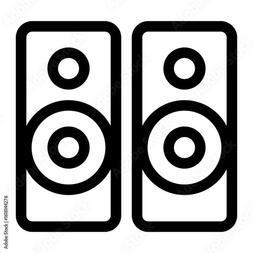 Computer sound speakers or loudspeakers icon. Music peripheral equipment. Outline style. 48x48 px