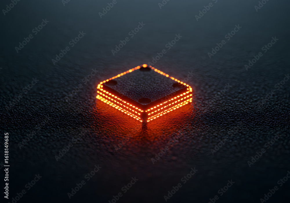 Obraz premium Glowing square shape represents modern technology and connectivity