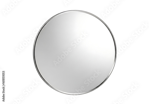 Round decorative wall mirror with a metallic frame.