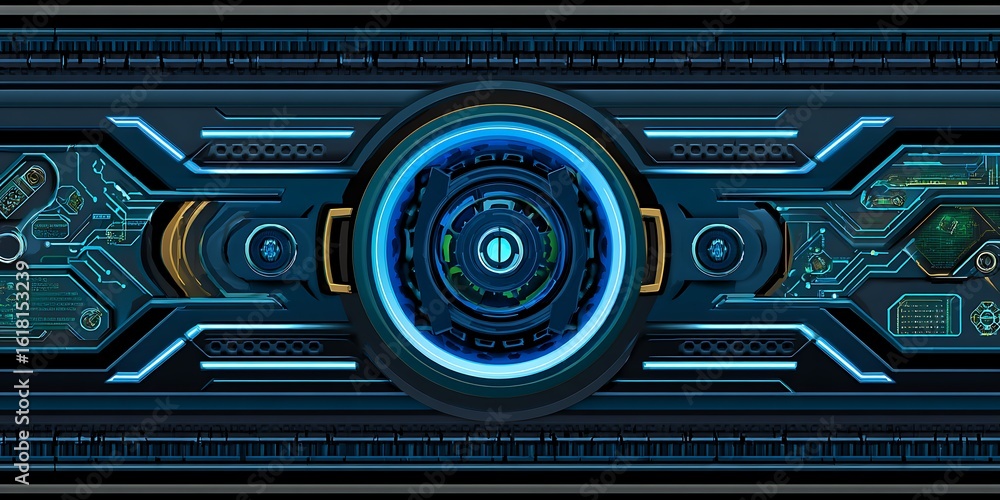 Obraz premium Futuristic blue interface with circular detail
