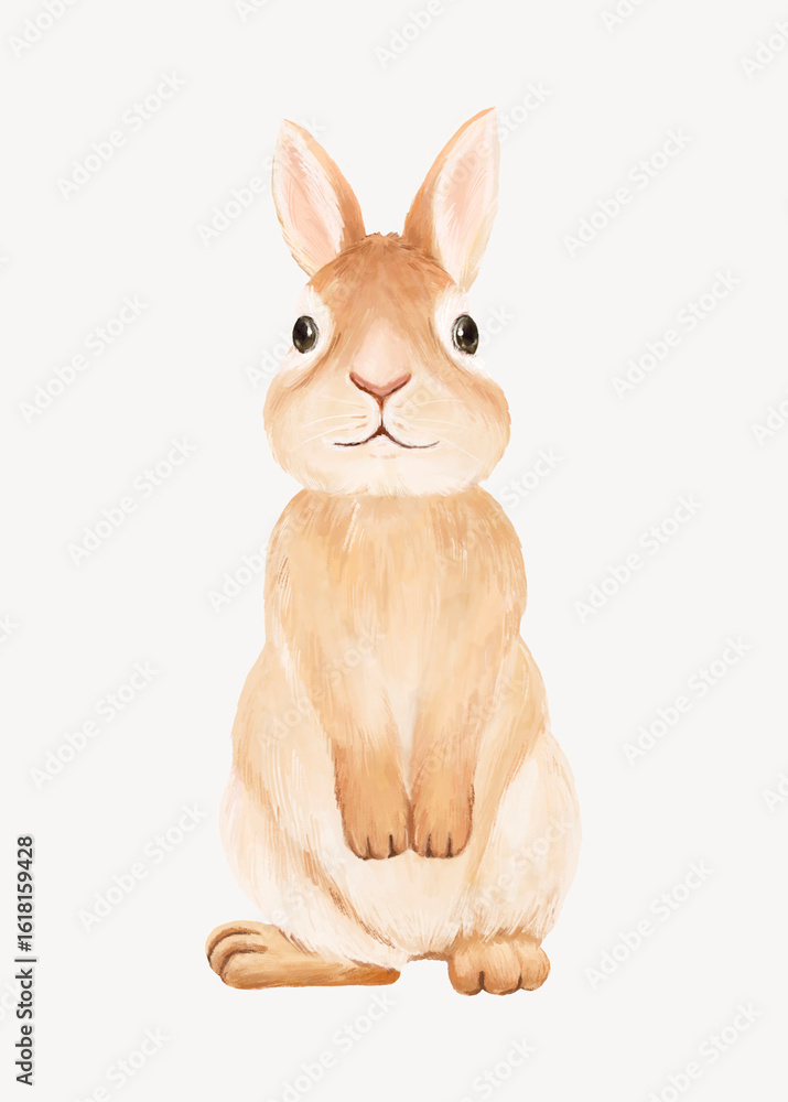 Obraz premium Rabbit collage element, cute animal illustration