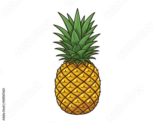 Photo of a ripe pineapple isolated on white background symbolizes a tropical and healthy fruit option