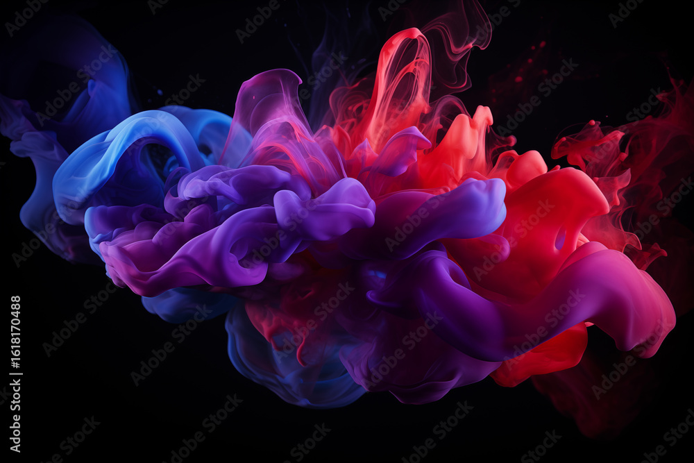 Obraz premium Vibrant Colorful Smoke Trails in Abstract Motion on Dark Background 