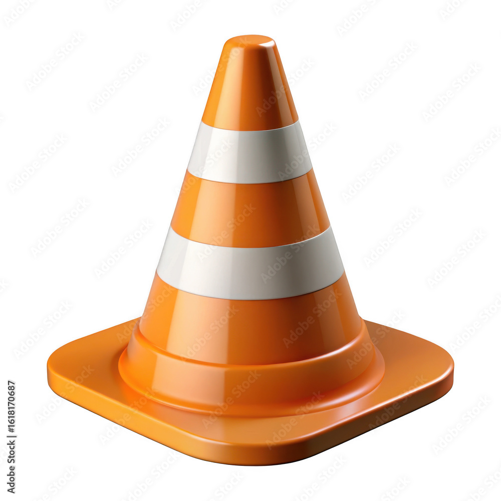Orange traffic cone with white stripes Orange traffic cone with white stripes