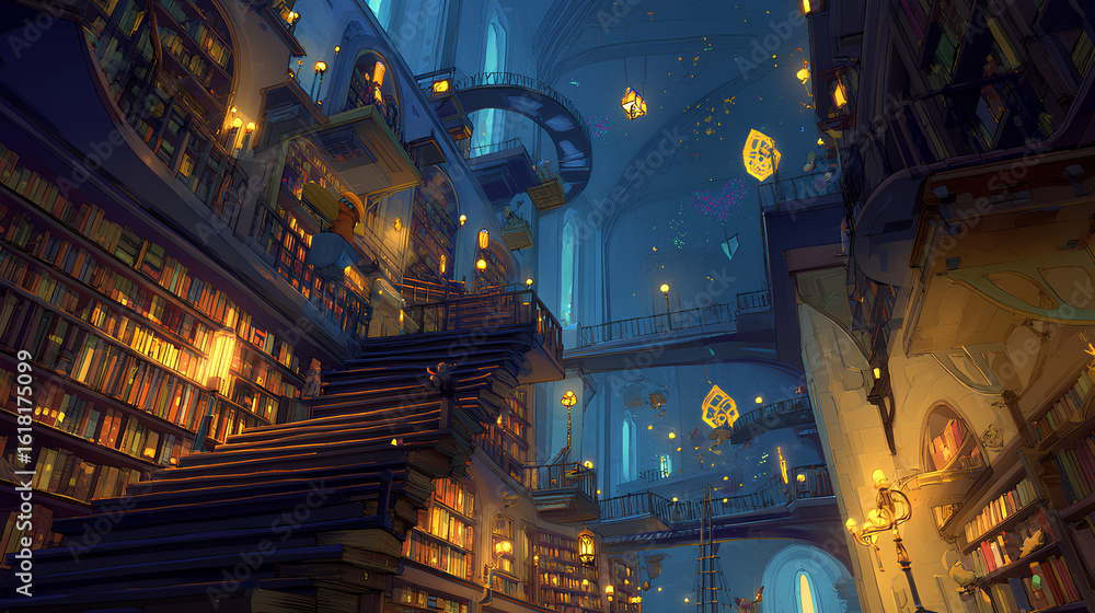 Fototapeta premium mystical monster library room