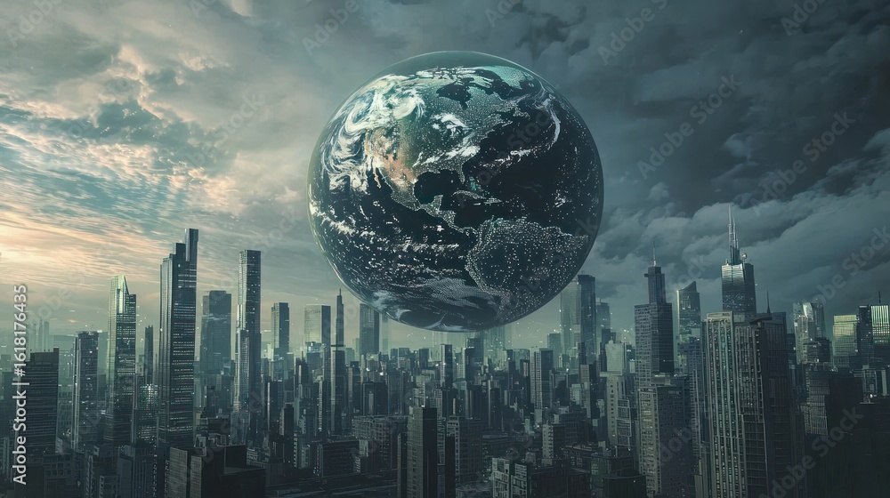 Floating earth cityscape Floating earth cityscape