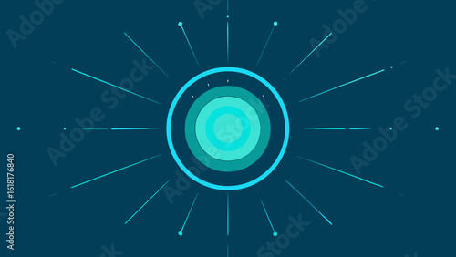 cyan blue radiant burst center concentric