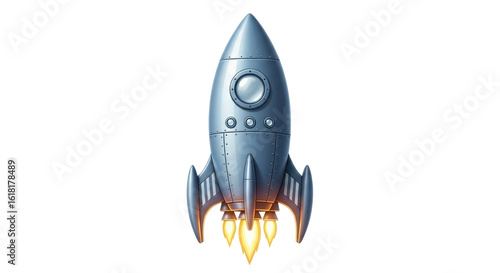 Isolated Retro Rocket Ship