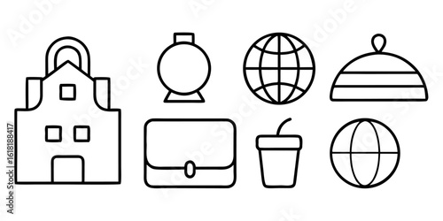 Kitchen household appliances and tools vector icon set for home and business design