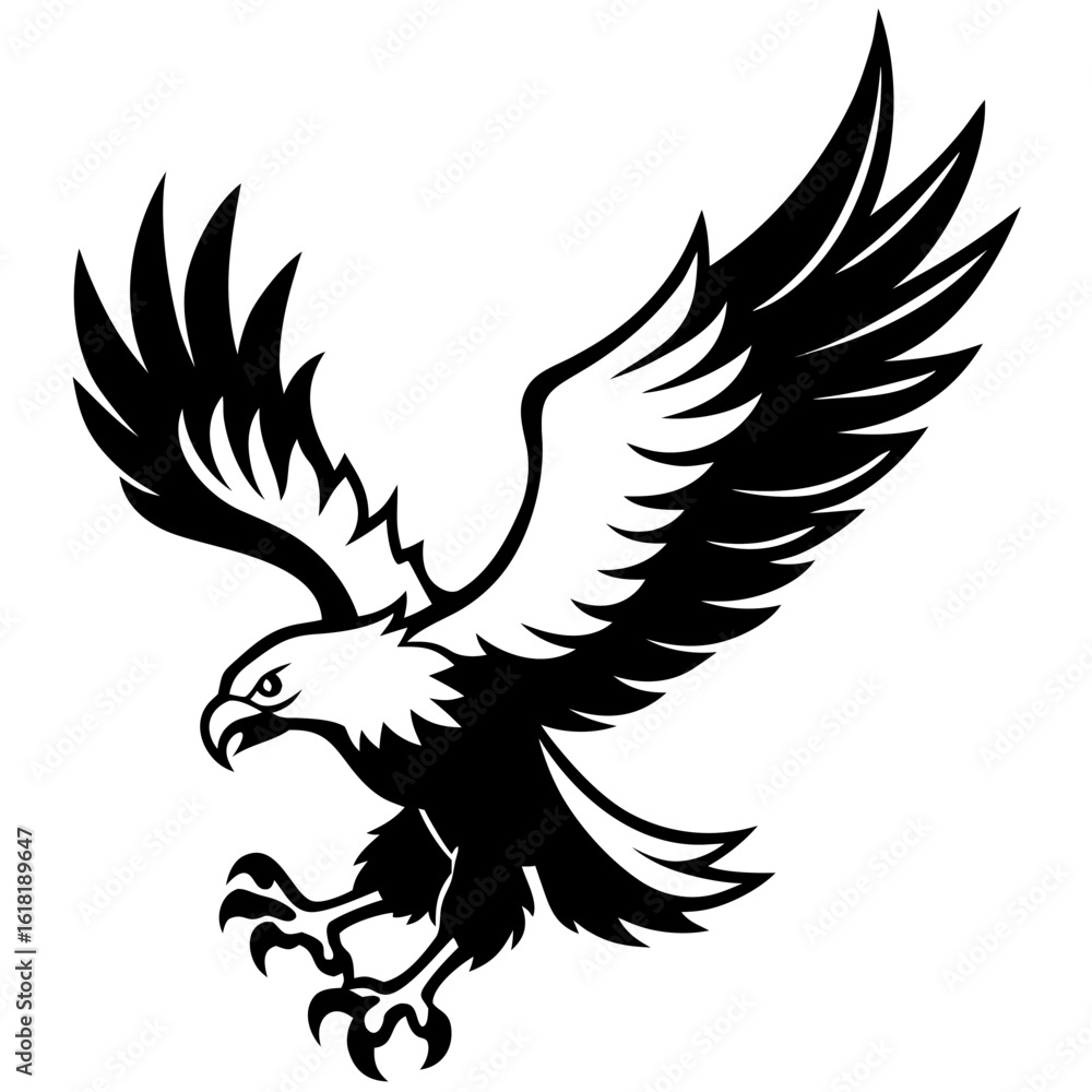 Fototapeta premium Flying Eagle Vector Logo Fierce Bird Silhouette for Branding & Military Use