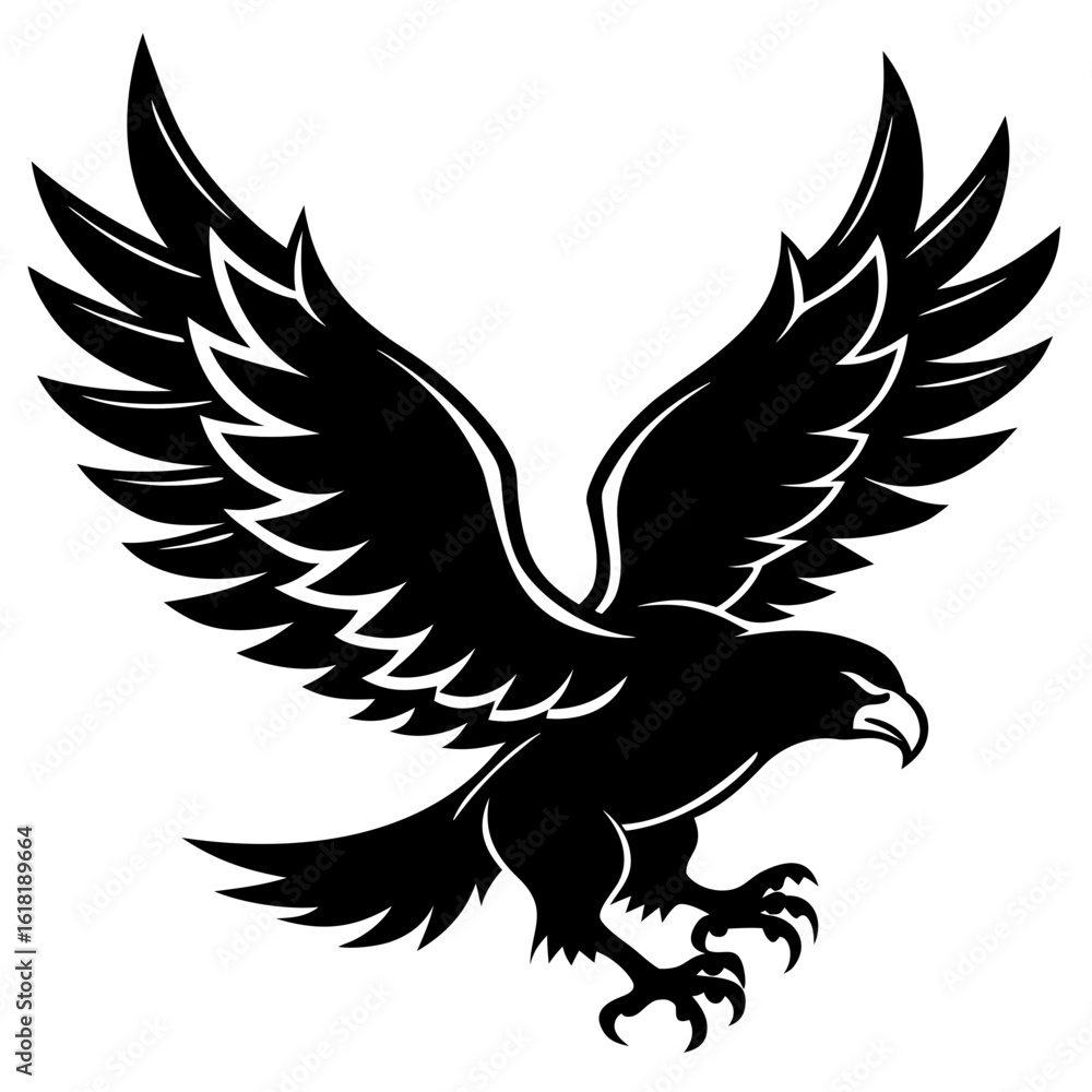 Fototapeta premium Flying Eagle Vector Logo Fierce Bird Silhouette for Branding & Military Use