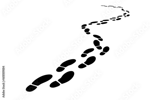 Footprints Path, Winding Trail Shoe Prints, Journey Illustration